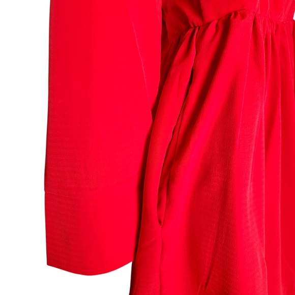 Red Long Sleeve Button Down Romper - Picture 3 of 8